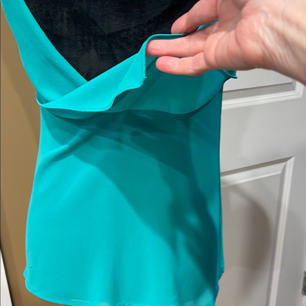 Small Teal Ruffle spaghetti Strap Top - Picture 6 of 10